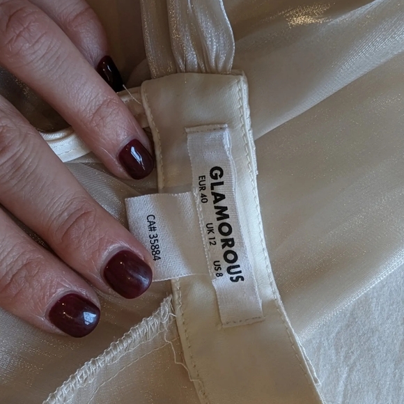 Glamorous Slide split champagne mini skirt and Glamorous Sheer Champagne top. - Picture 4 of 6